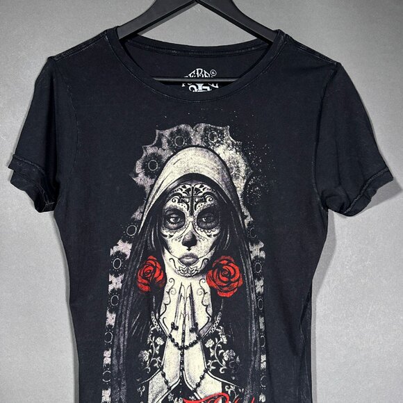 Rebel Saints Woman‎ Sugar Skull Rosary Cross Roses Size XL - Picture 3 of 12